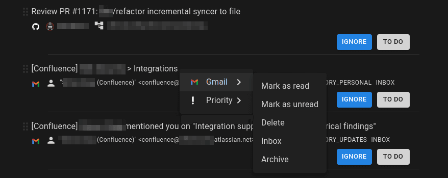 Gmail actions